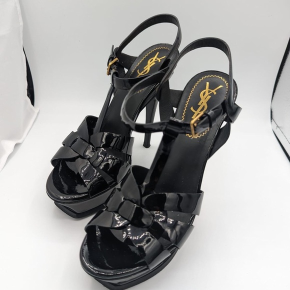 YSL TRIBUTE PUMPS BLACK 37.5 PATENT LEATHER - Picture 2 of 5